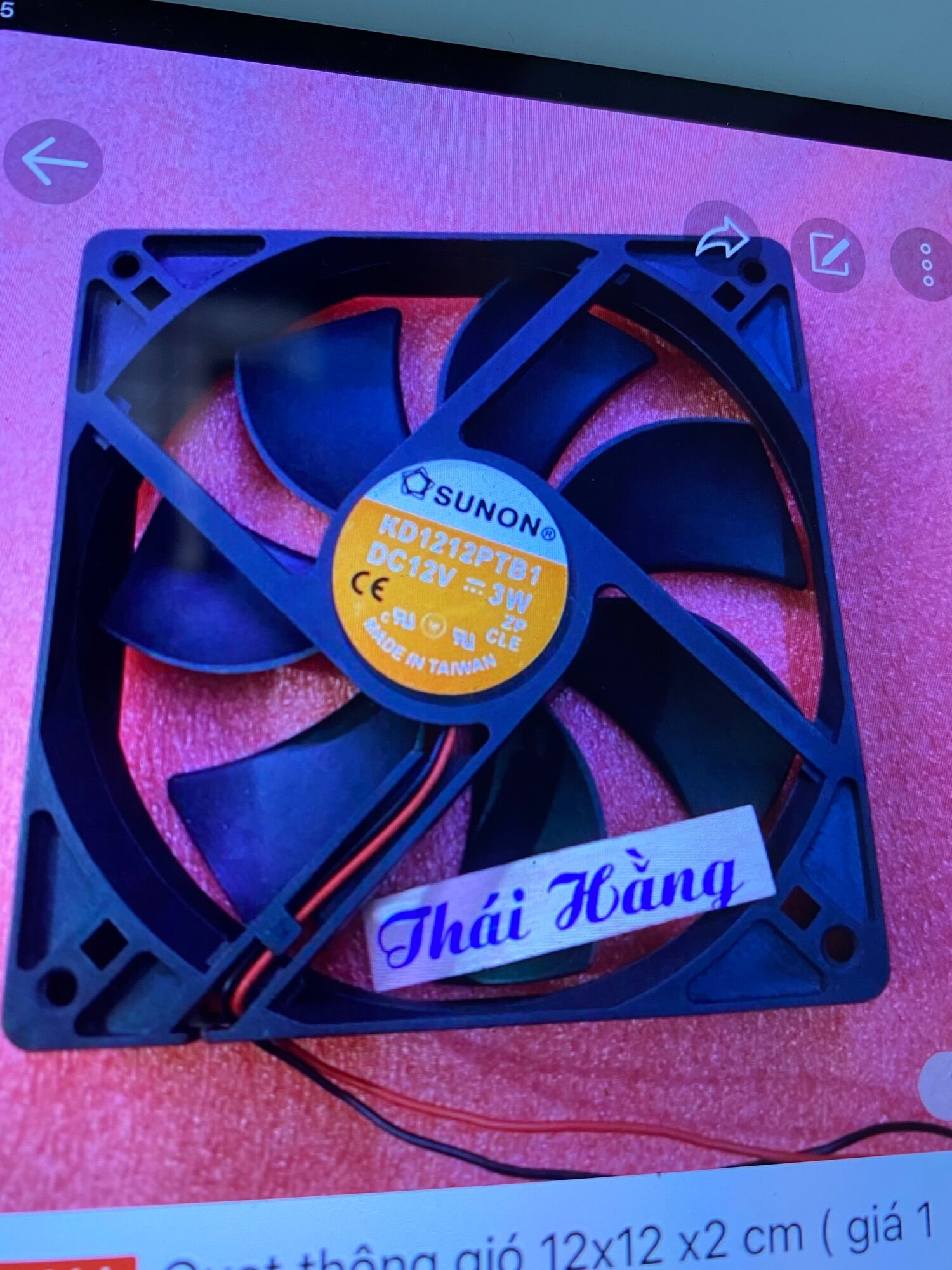Quạt thông gió 12x12x2.5 cm 3 w giá chọ 1 chiếc