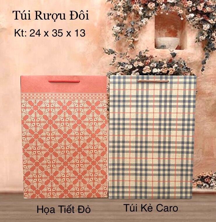 10 Túi giấy đựng quà - túi đựng quà tặng - túi đựng rượu đôi
