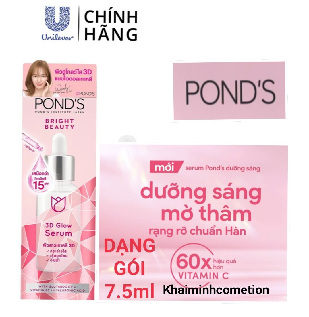 Serum Pond dưỡng sáng mờ thâm Pond’s 3D Glow DẠNG GÓI 7.5ml - Serum Pond's dưỡng sáng mờ thâm - Tinh