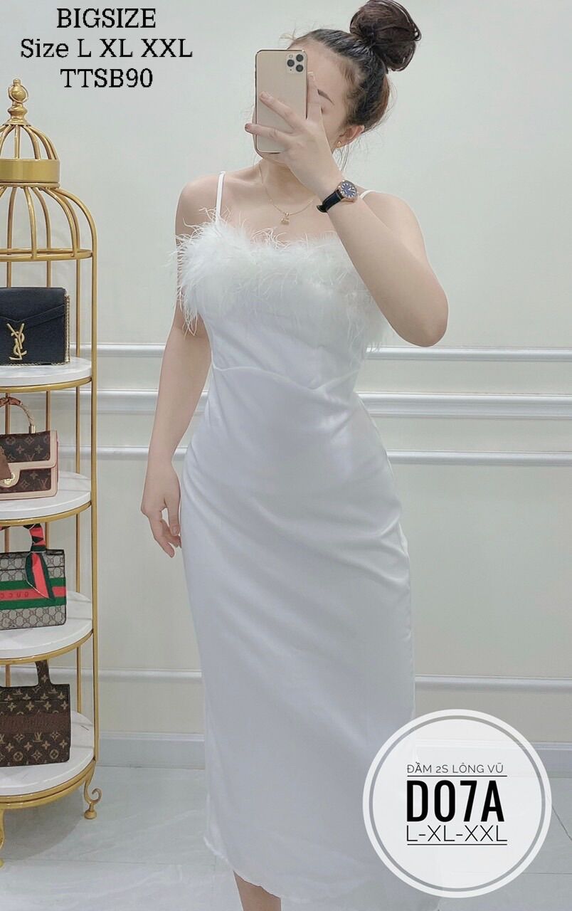 BIGSIZE (55-90kg) ĐẦM 2S LÔNG VŨ ( Ảnh thật)