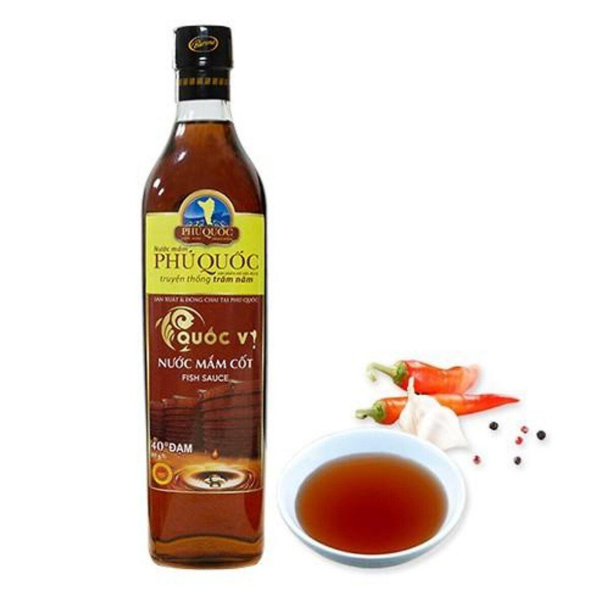 2 CHAI NƯỚC MẮM PHÚ QUỐC QUỐC VỊ 520 ml- 40 độ đạm.