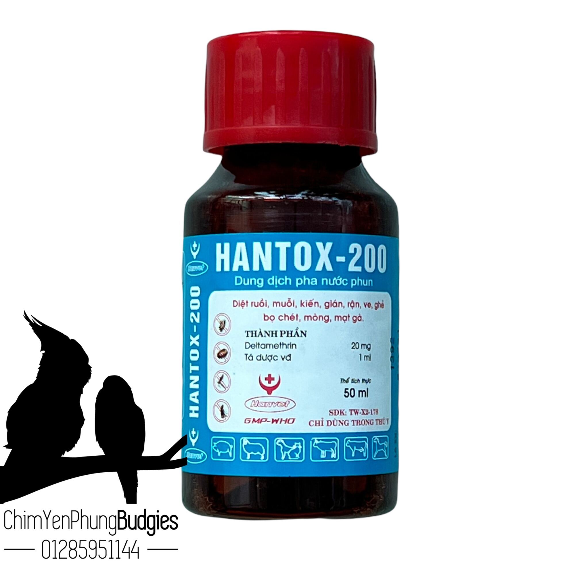 HANTOX 200 - Dung dịch nước phun hỗ trợ diệt ruồi, muỗi, kiến, gián, rận, ve, bọ chét, mòng, mạt gà [50ml]