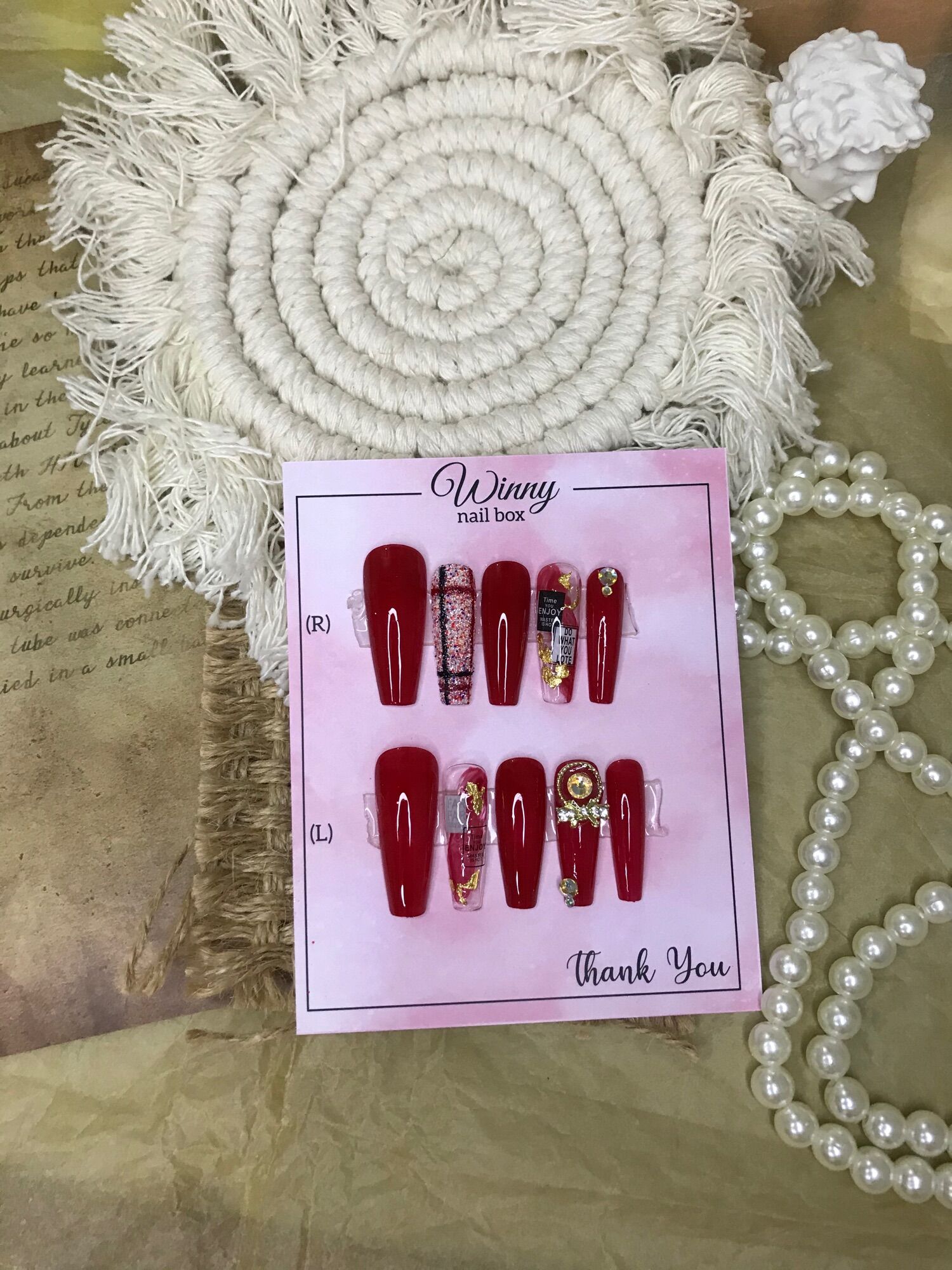 Nailbox móng up móng giả đỏ Tết