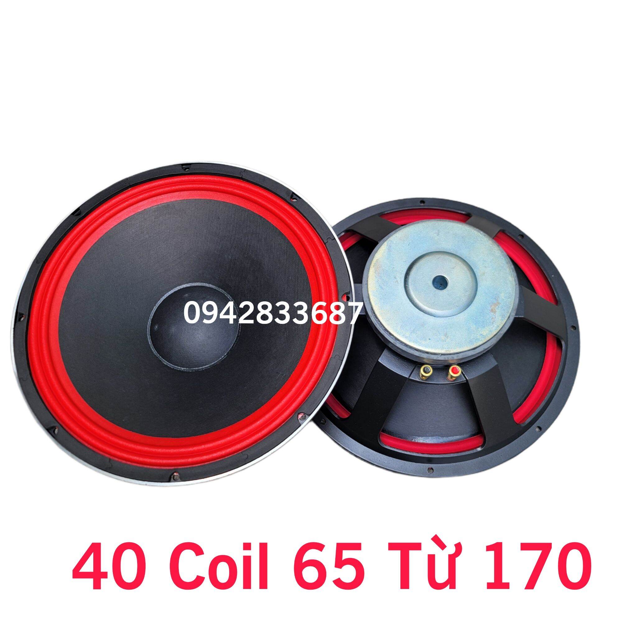 Loa bass 40 coil 65 từ 170 viền đỏ màng phẳng
