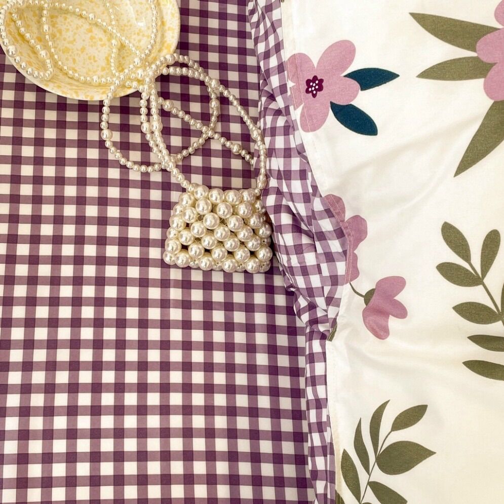 Chăn ga gối cotton poly - Mẫu hoa sim tím.