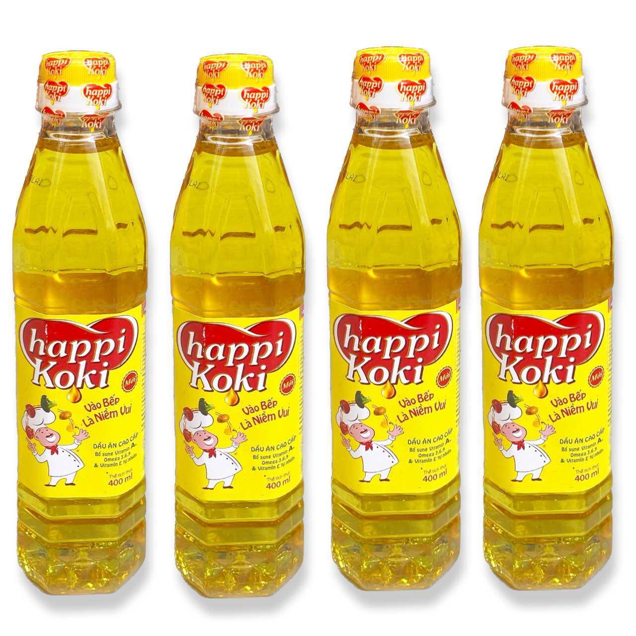 Combo 4 chai dầu ăn Happi Koki (mỗi chai 400ml) Date mới 24 tháng. Có lựa chọn số lượng lẻ khi thanh toán. Quý khách hàng vui lòng lưu ý.