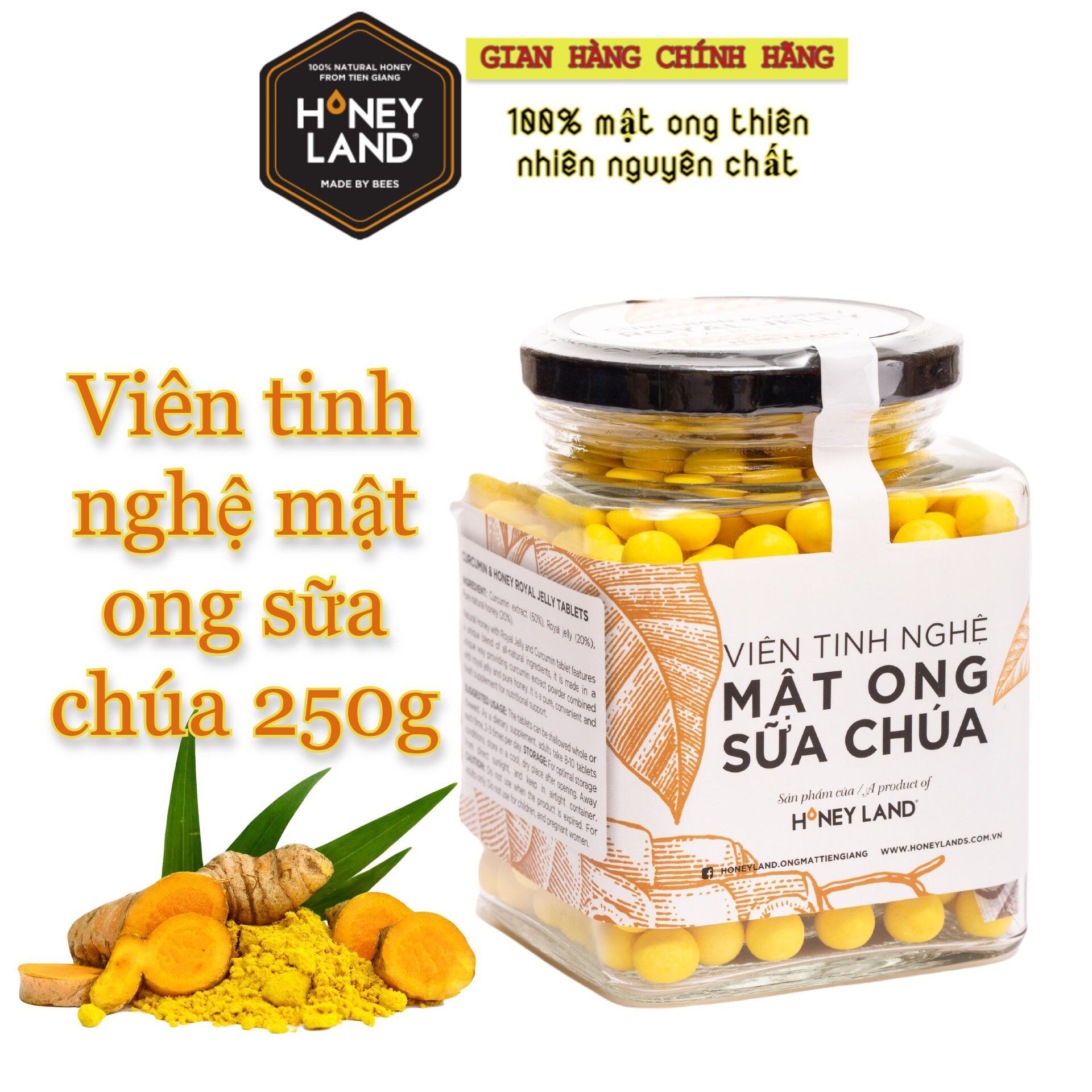 Viên Tinh Nghệ Mật Ong Sữa Chúa Honeyland 250G