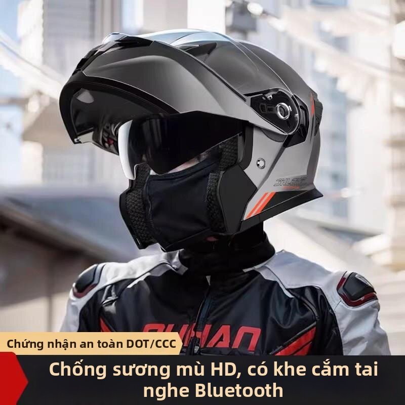 Flip Face Ventilated Rain Fog Resistant Certified Bluetooth Helmet Giá 4,846,000 Đồng*Miễn phí vận chuyển