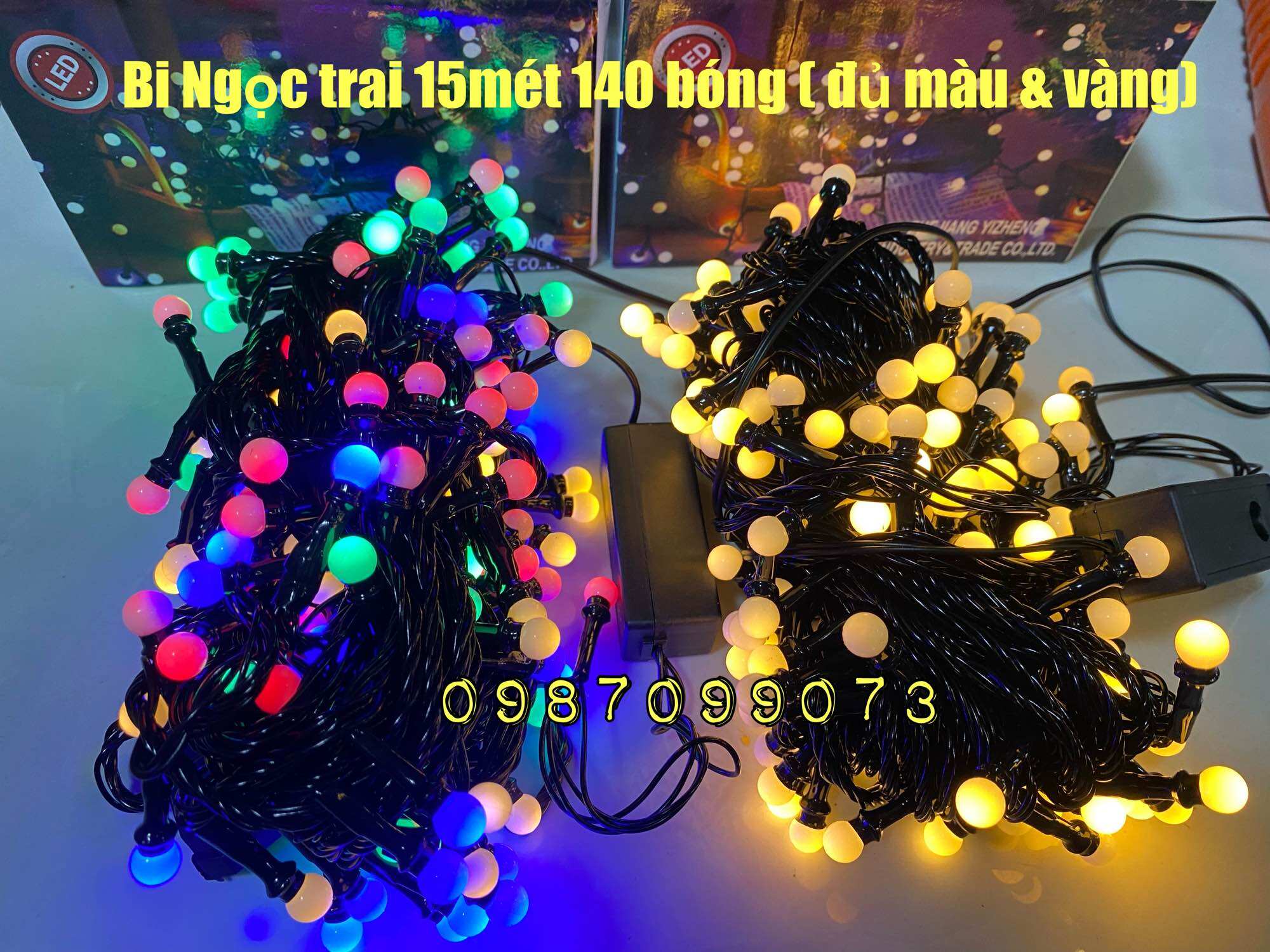 Dây đèn chớp led trang trí bi đục tròn 140 bóng