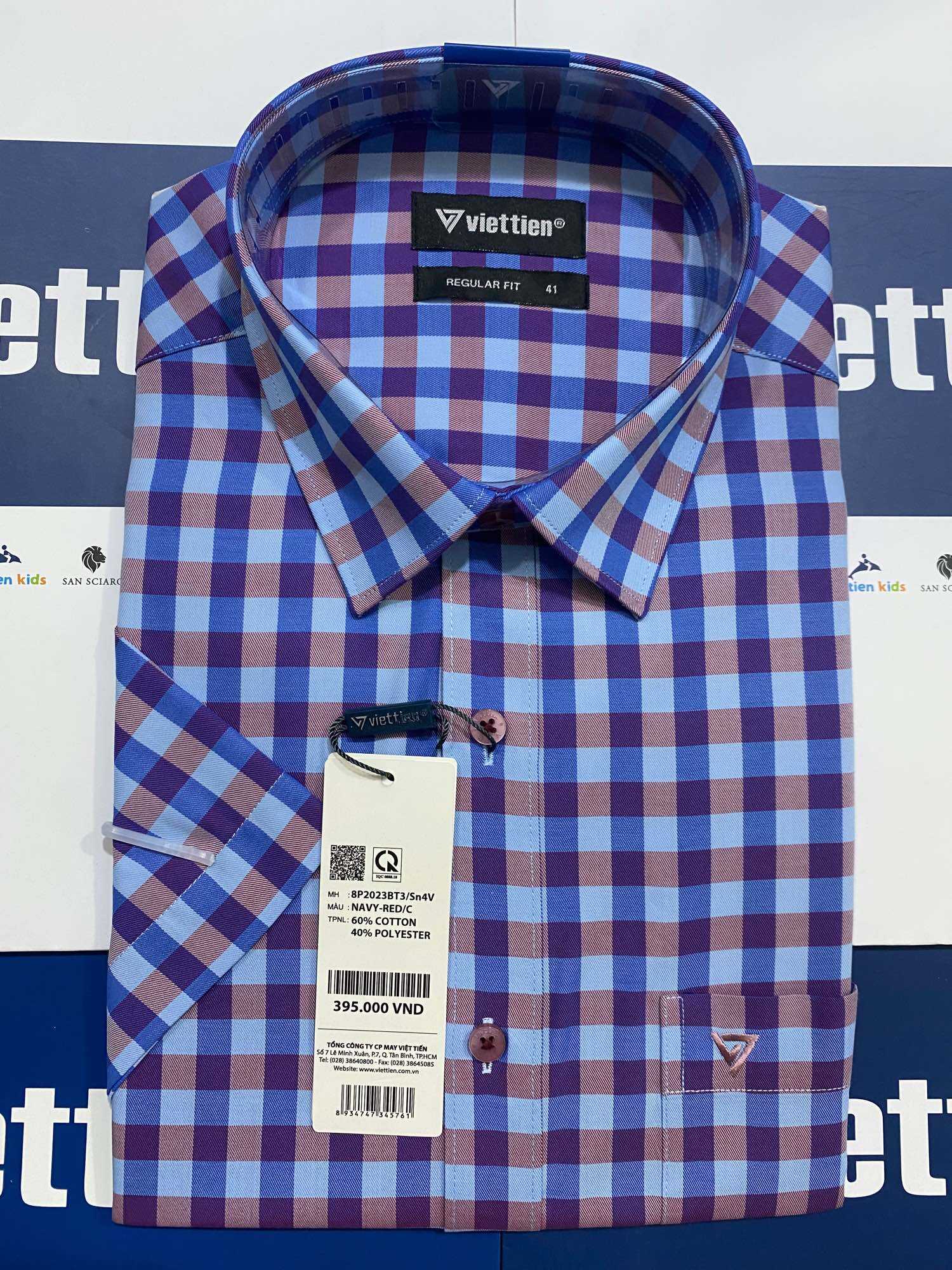 Áo sơ mi tay ngắn vạt ngang 8P2023 Regular fit