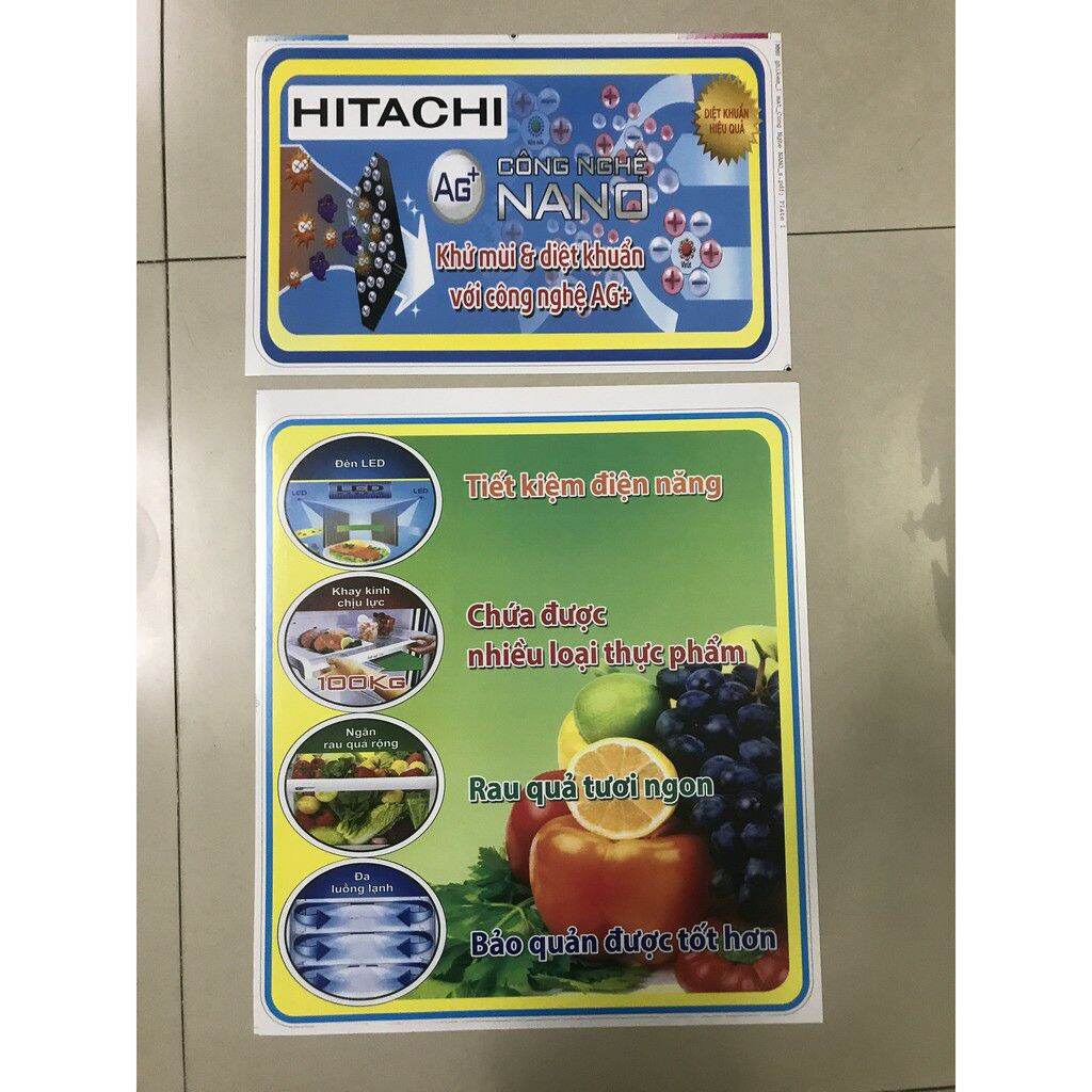 combo 5 tem dán tủ lạnh Hitachi