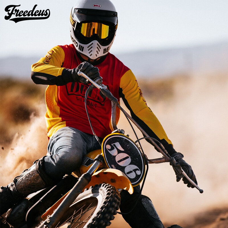 Deus Retro Motorcycle Off-road服速干排汗长袖机车赛服林道速降骑行tshirt男款一年四季适用