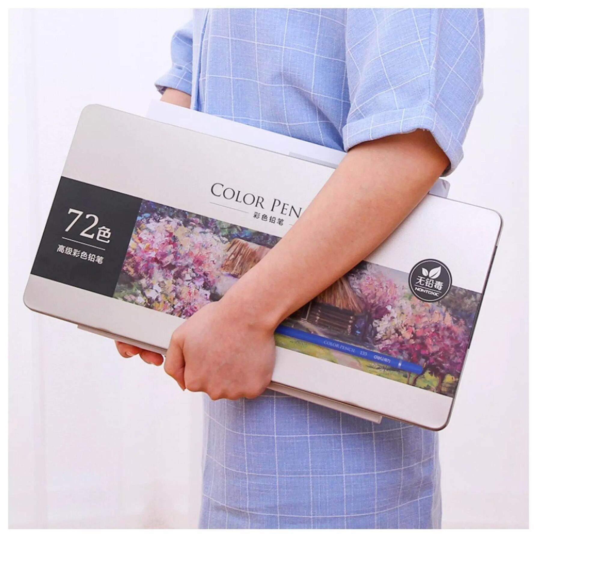 Màu chì Deli gốc dầu bộ chì tô màu khô vẽ tranh cao cấp hộp Thiếc 24/36/48/72 bút -A32. 