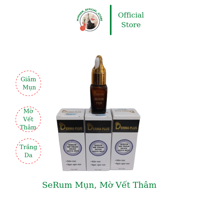 Serum DERMA PLUS Giảm Mụn Sau 2 Tuần, Mờ Vết Thâm Do Mụn, Ngăn Ngừa Mụn Quay Trở Lại 10ml