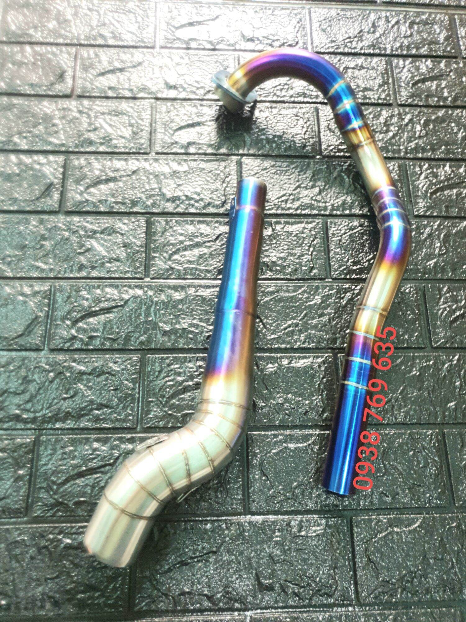 Cổ pô 2 khúc màu gắn Exciter winer Sonic raider satria gsx.