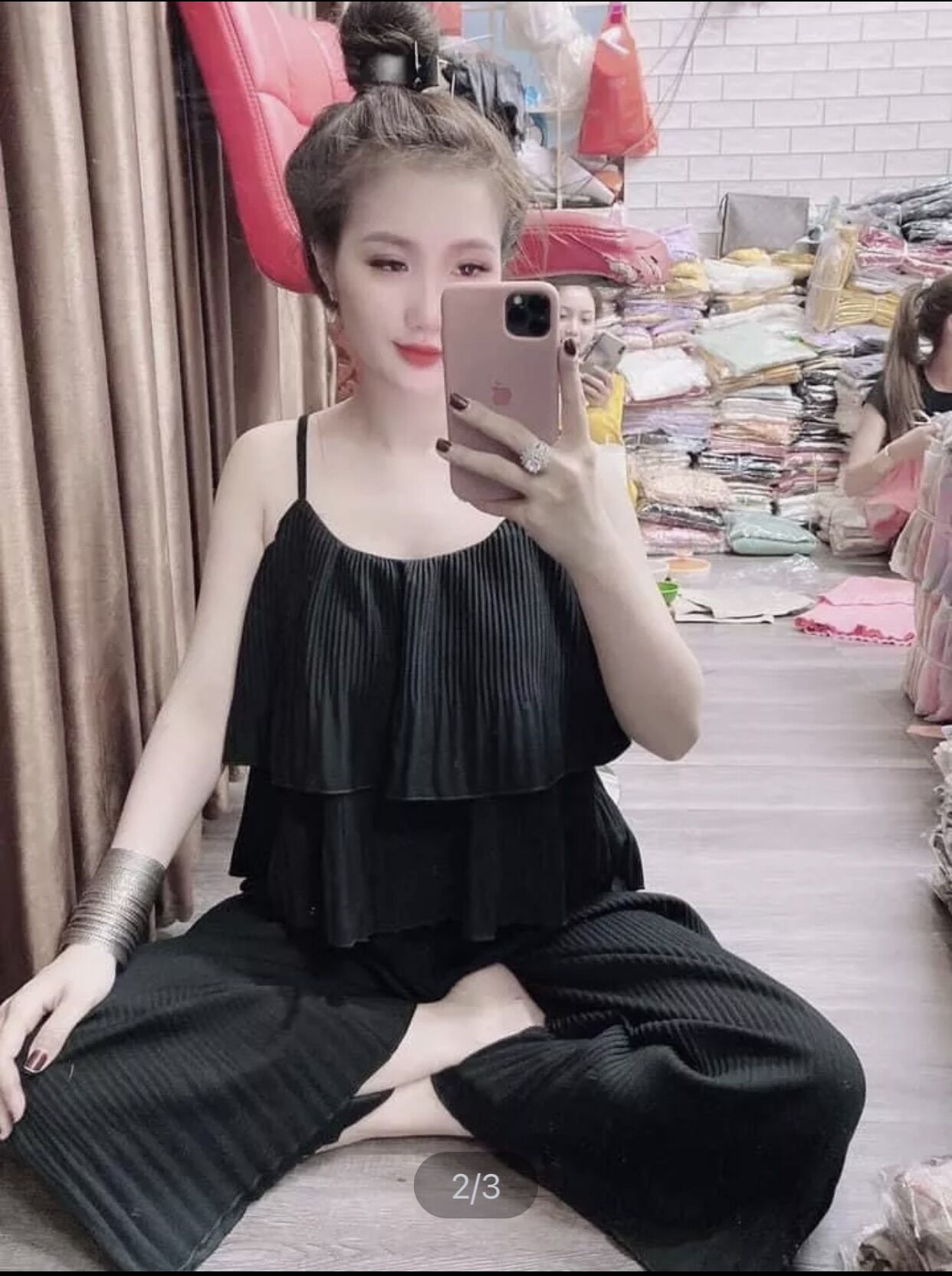 Set dập ly vải lụa hai dây hàng cao cấp ( hình thật ) - S004