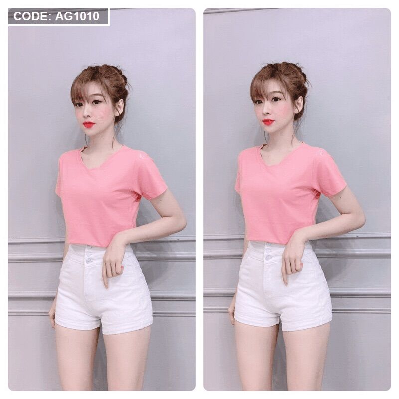 Áo thun trơn cổ tim