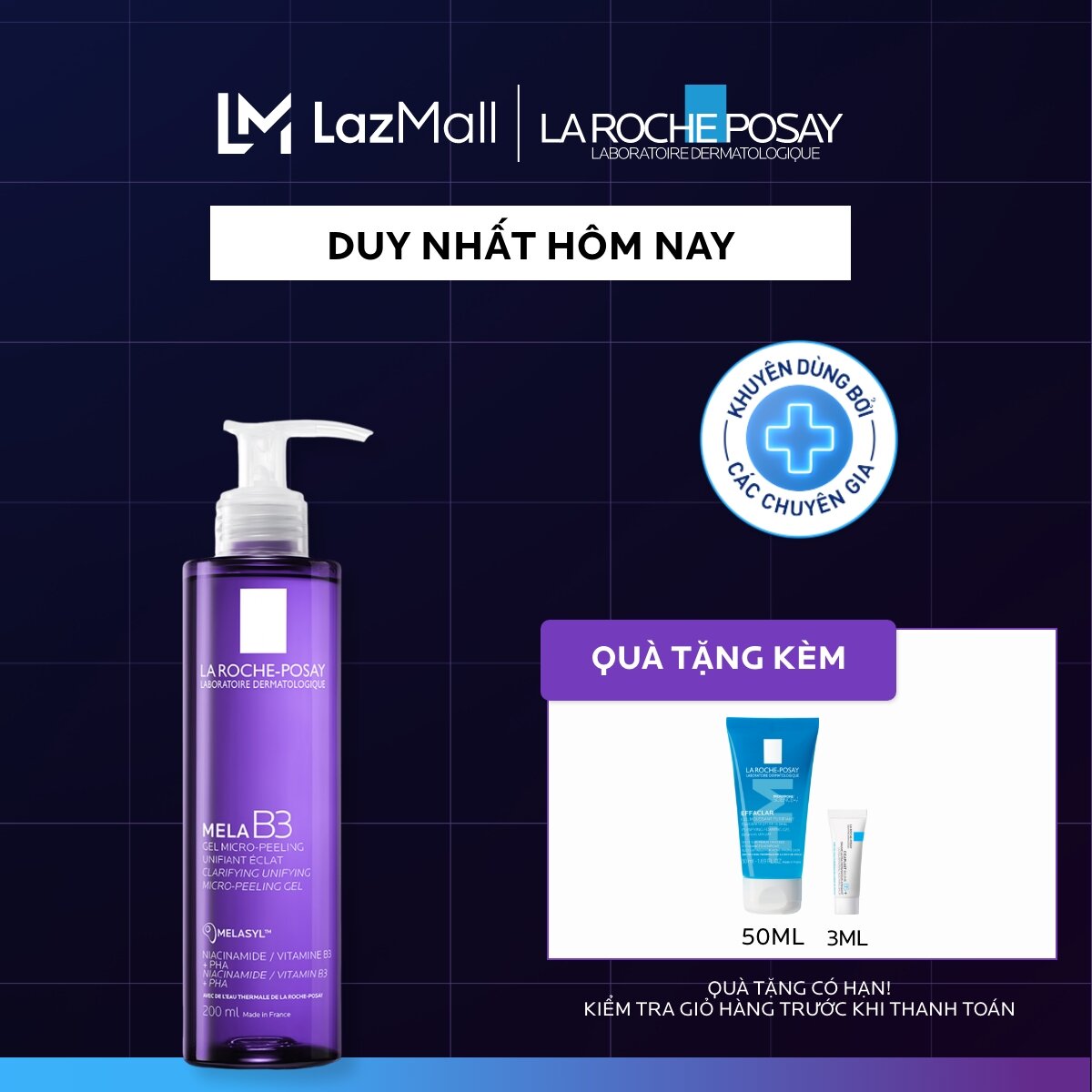 Sữa rửa mặt mờ thâm sáng da La Roche-Posay Mela B3 Clarifying Micro-Peeling Gel 200ml