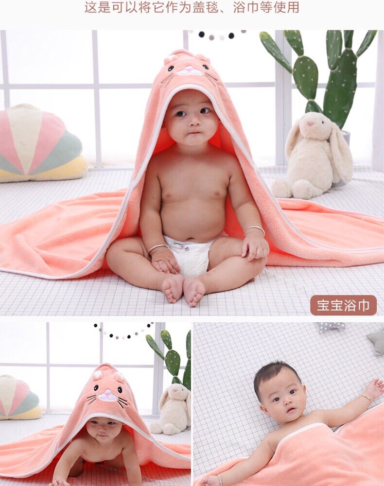 Khăn Tắm Có Mũ, Chăn Ủ Có Mũ Cho Bé