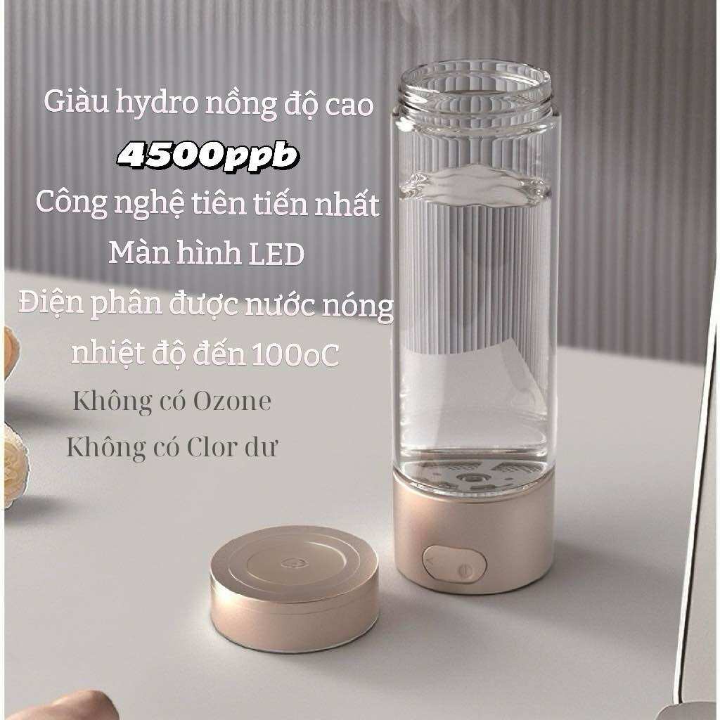 Bình tạo nước hydrogen ion kiềm bản cao cấp 2024 4500PPB, nước uống đẹp da, chống lão hoá, thải độc, hỗ trợ tiêu hoá, ngừa táo bón, ngăn tiêu chảy, hydrogen tươi dạng cầm tay