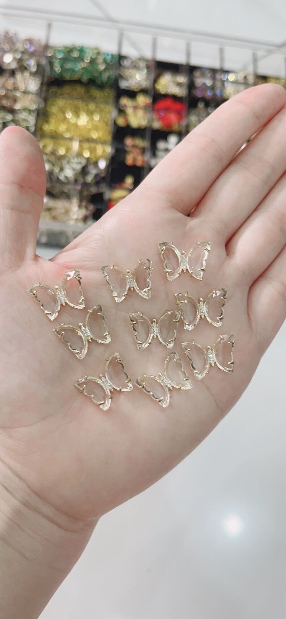 Charm Bướm đính móng tay nail đá pha lê trong suốt