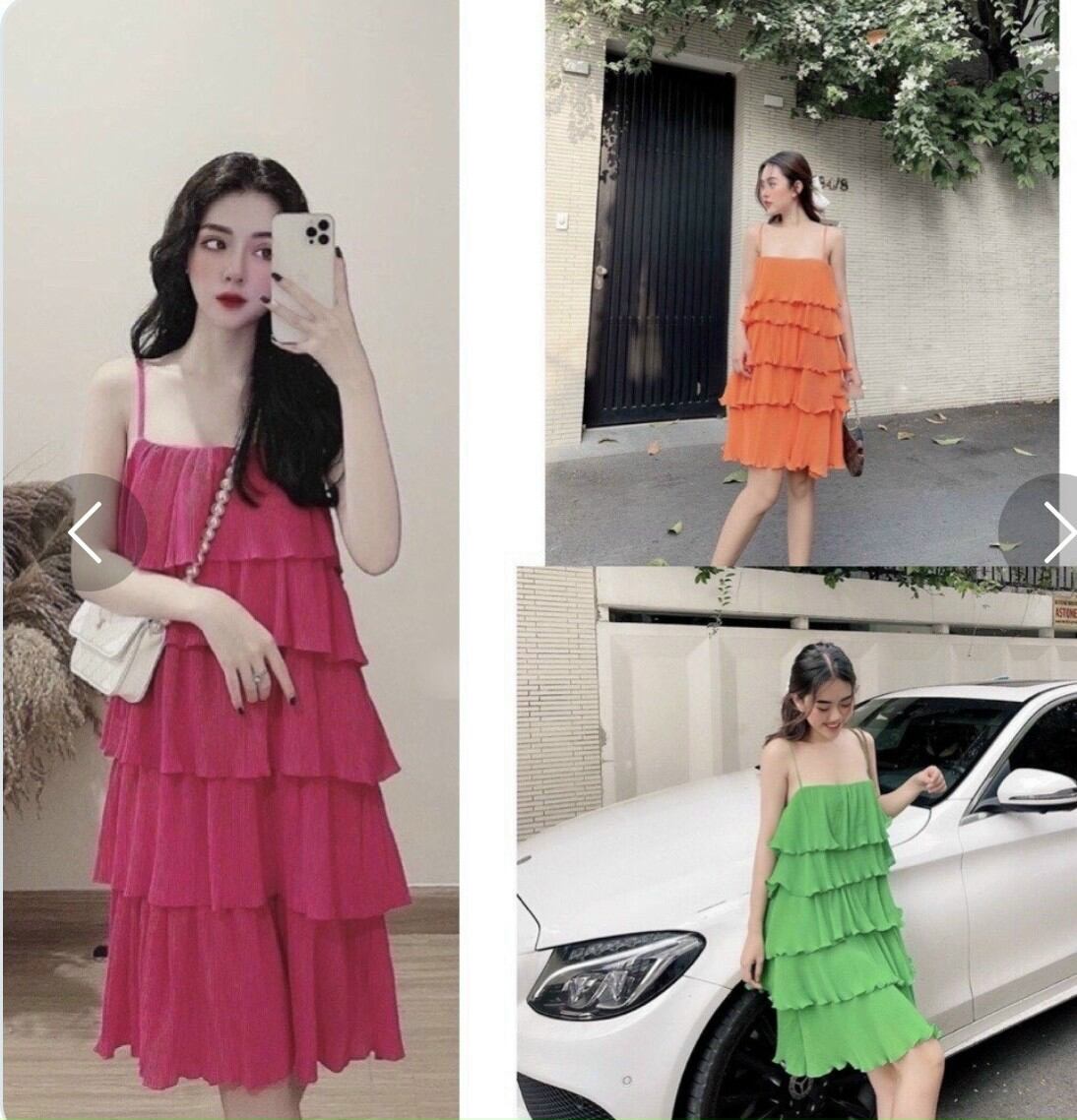 Đầm 2 Dây Dập Ly Tầng