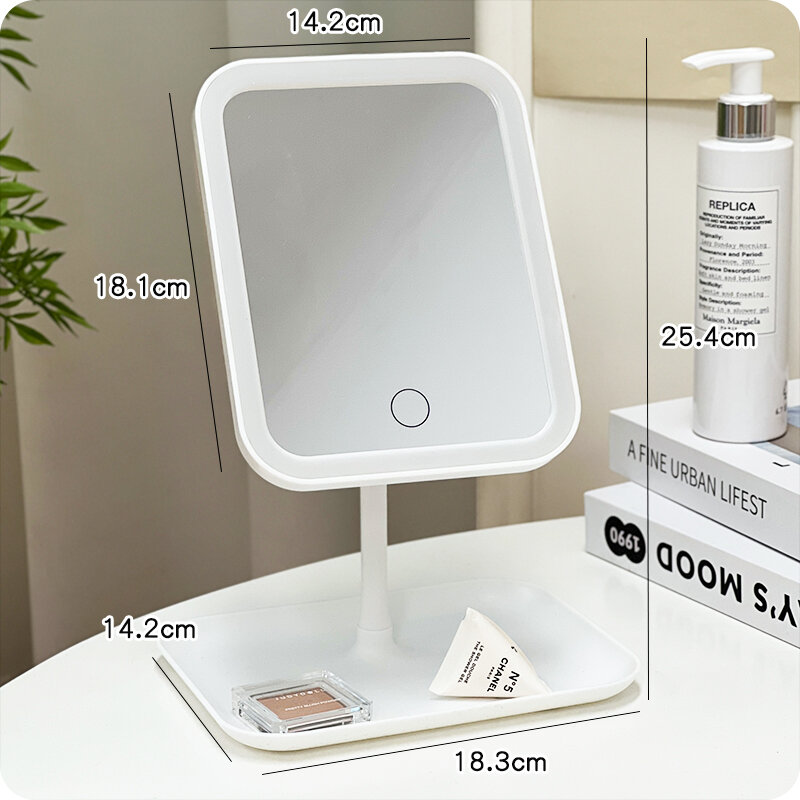 Gương tăng cường ánh sáng đèn led gương trang điểm gương trang điểm để bàn hộp đựng gương trang điểm gương để bàn ký túc xá học sinh có đèn phát sáng