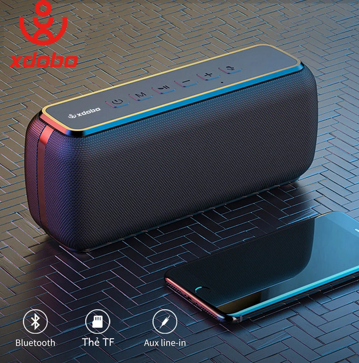 Xdobo X8 Loa Di Động Ngoài Trời 60W Bluetooth Không Dây Bass Siêu Trầm Chống Nước 6600Mah Tws Chức Năng Hỗ Trợ Tf/aux