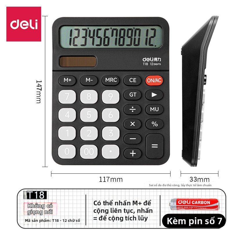 deli | Máy Tính Văn Phòng Màn Hình Rộng Nút Lớn Sử Dụng Năng Lượng Mặt Trời