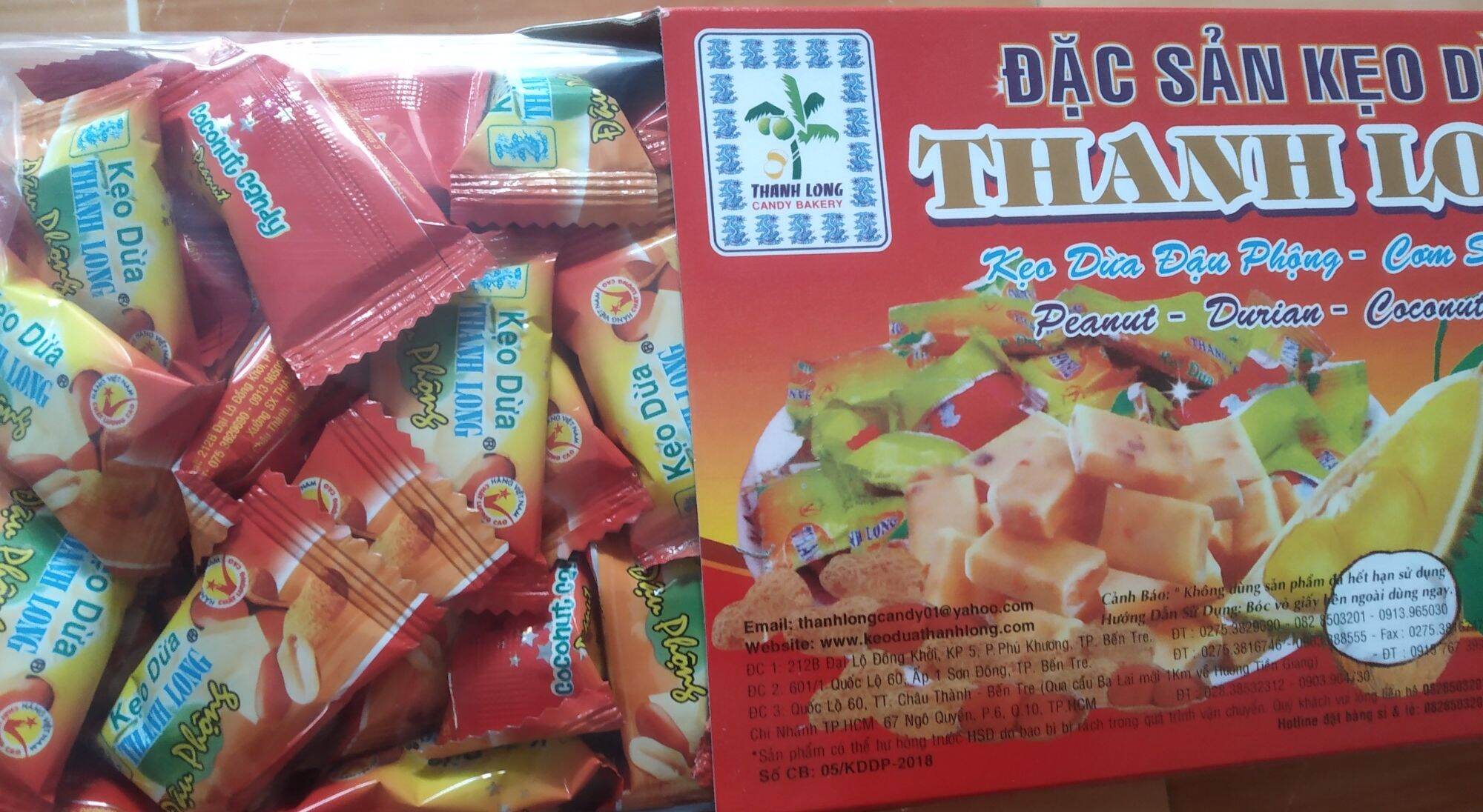 Kẹo dừa Thang Long chính gốc Bến Tre 400g kẹo có gói bóng có 2 vị dứa và