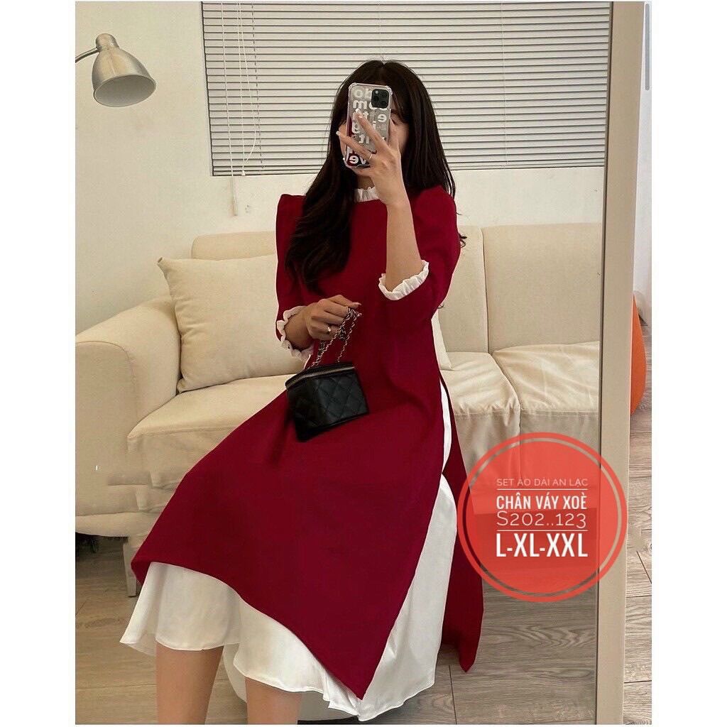 (SHOP BIGSIZE NỮ 50kg đến 90kg) set áo dài cách tân AD01