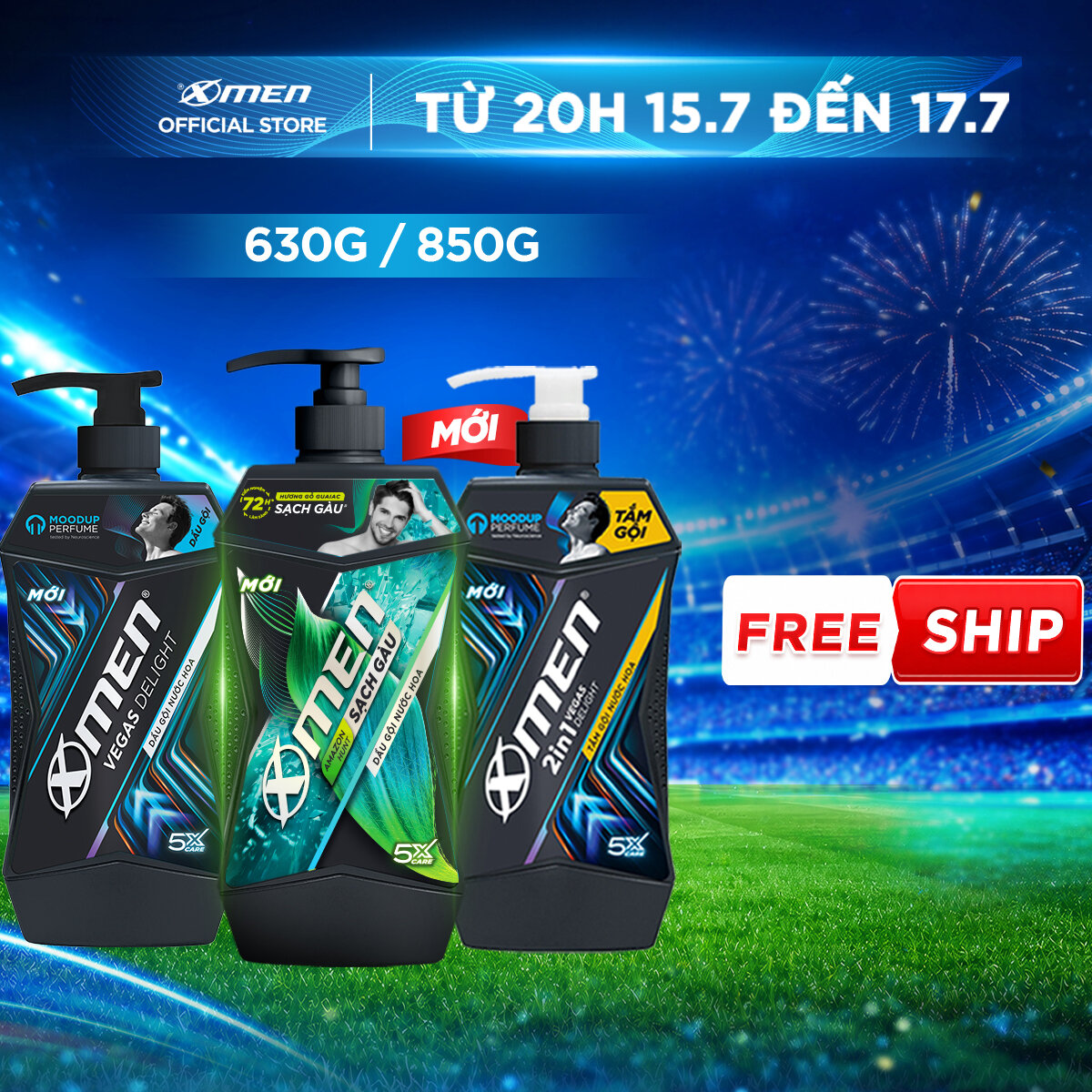 [MỚI] Tắm Gội 2in1 Xmen Amazon Hunt/Vegas Delight 630g/850g - Công nghệ mùi hương giúp tinh thần phấn chấn