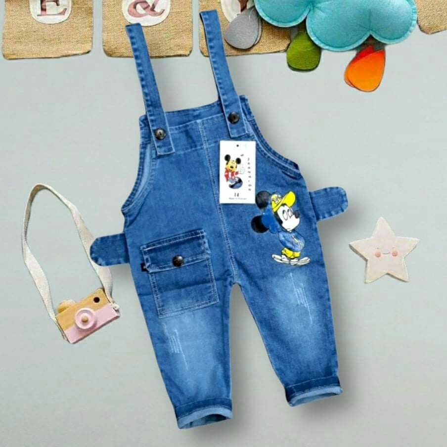 Yếm jean dài cho bé trái /gái chất co giãn