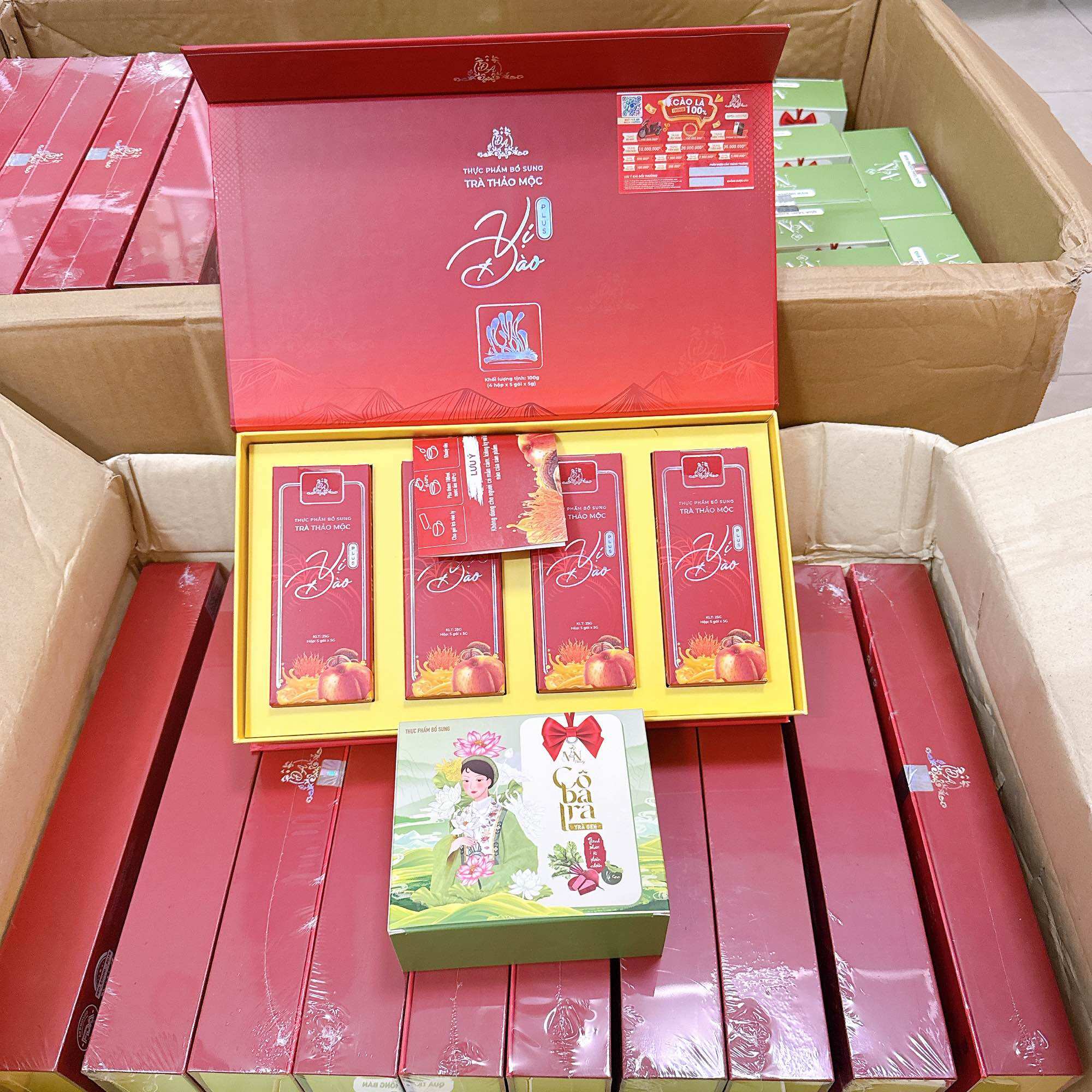 Mẫu mới (tặng 1 Trà sen Cô Ba)Trà Thảo mộc vị Đào giảm cân đông anh chính hãng hộp 20 gói