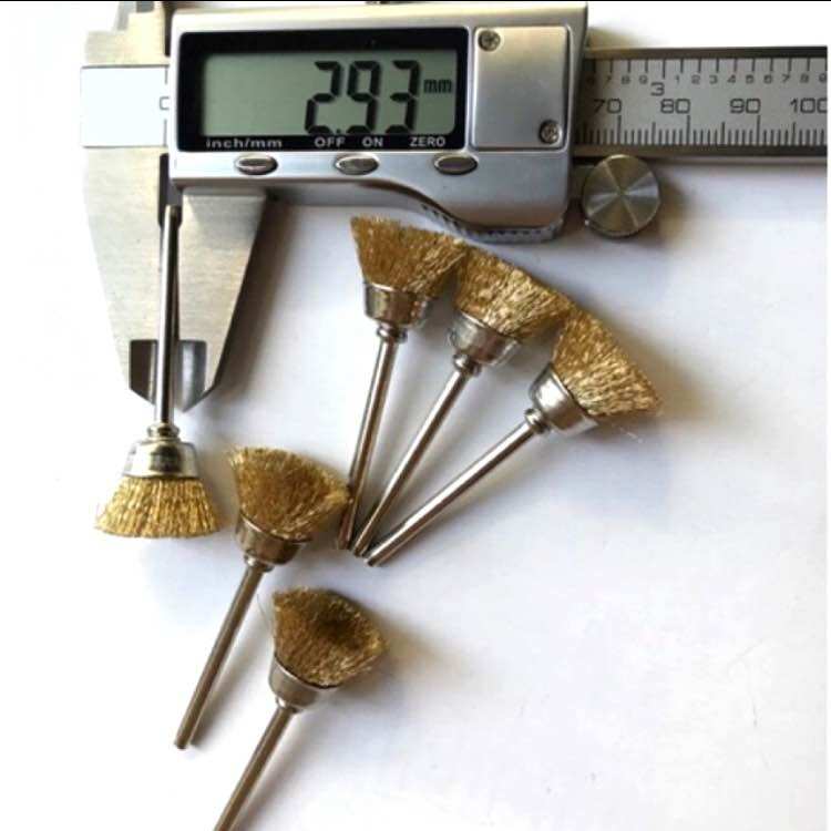 Bộ 6 chổi chén đánh gỉ màu đồng 16mm cán 3mm