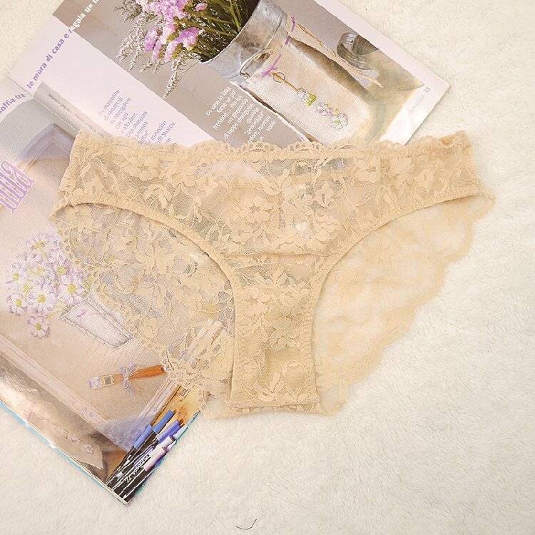 Quần Lót Ren Lưới Gợi Cảm Cạp Thấp Hoa Hồng DK Cho Nữ Quần Lót Cotton Không Đường May Cỡ Nhỏ Quần Ló