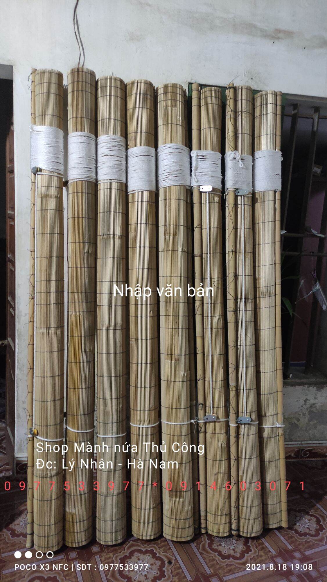 mành nứa 1m4x2m (có dây kéo lắp sẵn)