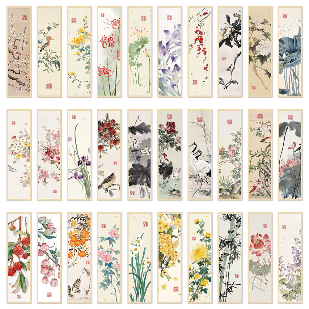 30 Chiếc Bookmark Phong Cách Tranh Trung Quốc - Thiết Kế Tranh Mực Truyền Thống Đánh Dấu Trang Đọc Sách Sổ Tay Văn Phòng Phẩm Học Sinh