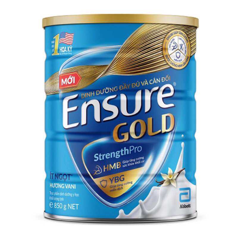 Sữa Ensure Gold ít ngọt hương vani 850g