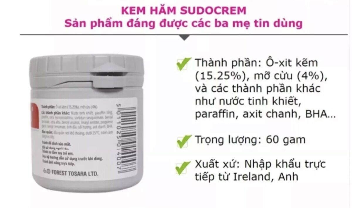 Kem chống hăm tã trẻ em Sudocrem (60g)