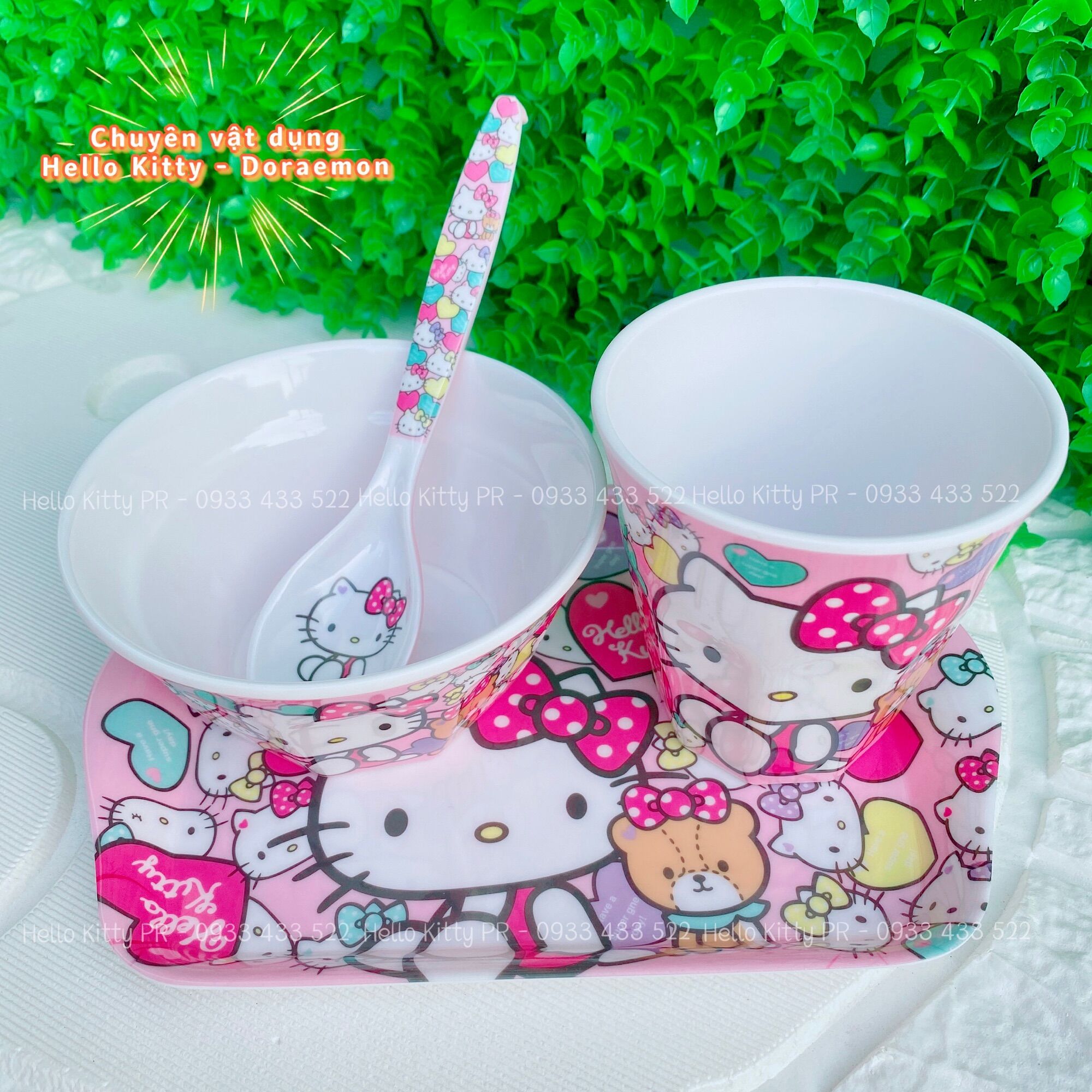 Combo chén ly muỗng Hello Kitty