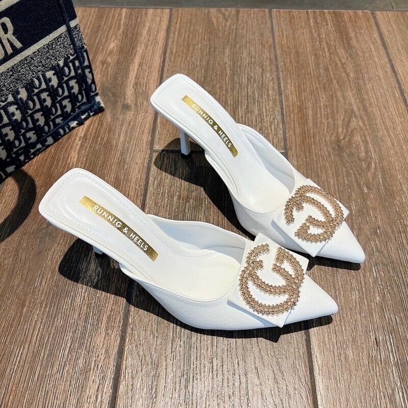 [MUA 1 TẶNG 1]Giày Sục cao gót CHANE cao 7phân dễ phối đồ( tặng quà+Hộp)