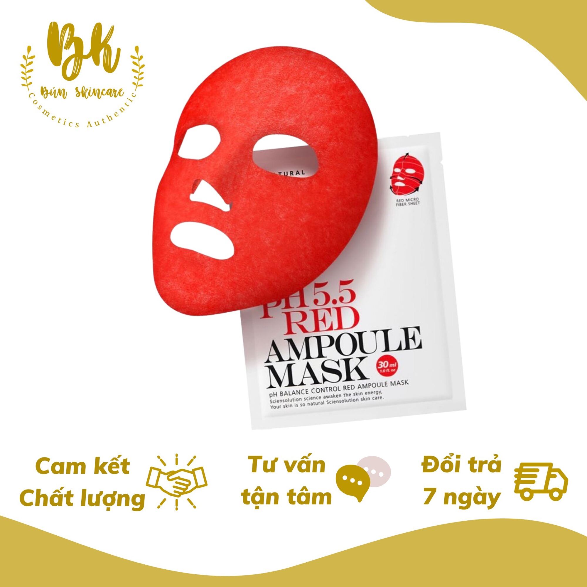 [HCM]Mặt Nạ Cấp Ẩm Cân Bằng Da Cho Da Mụn Sần Sùi So Natural PH 5.5 Red Ampoule Mask Nhập Khẩu  Hàn Quốc Chuẩn