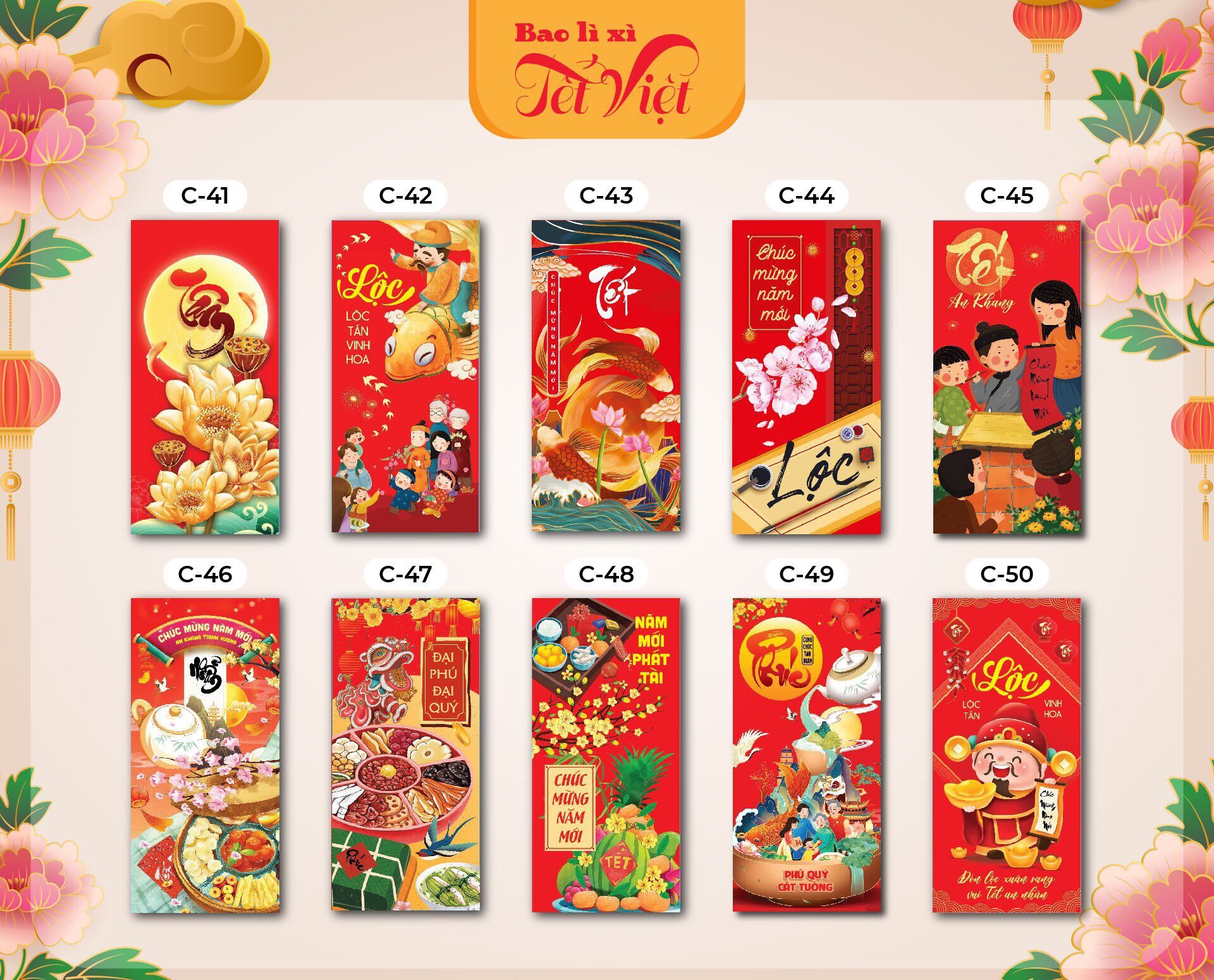 Set 10 bao lì xì tết 2022 giá rẻ