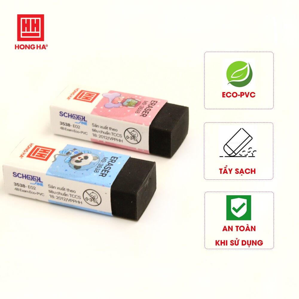 Combo 5 cục gôm đen tẩy bút chì 4b exam e02 hồng hà
