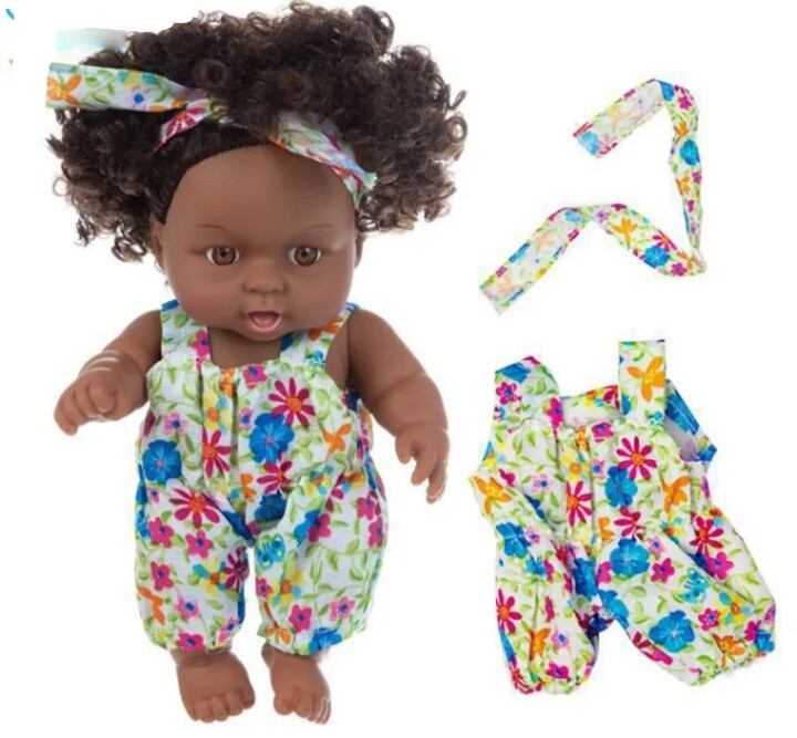 Mô hình đồ chơi Búp Bê "African doll" silicone 20cm cho Bé(Em Bé Búp Bê Châu Phi)