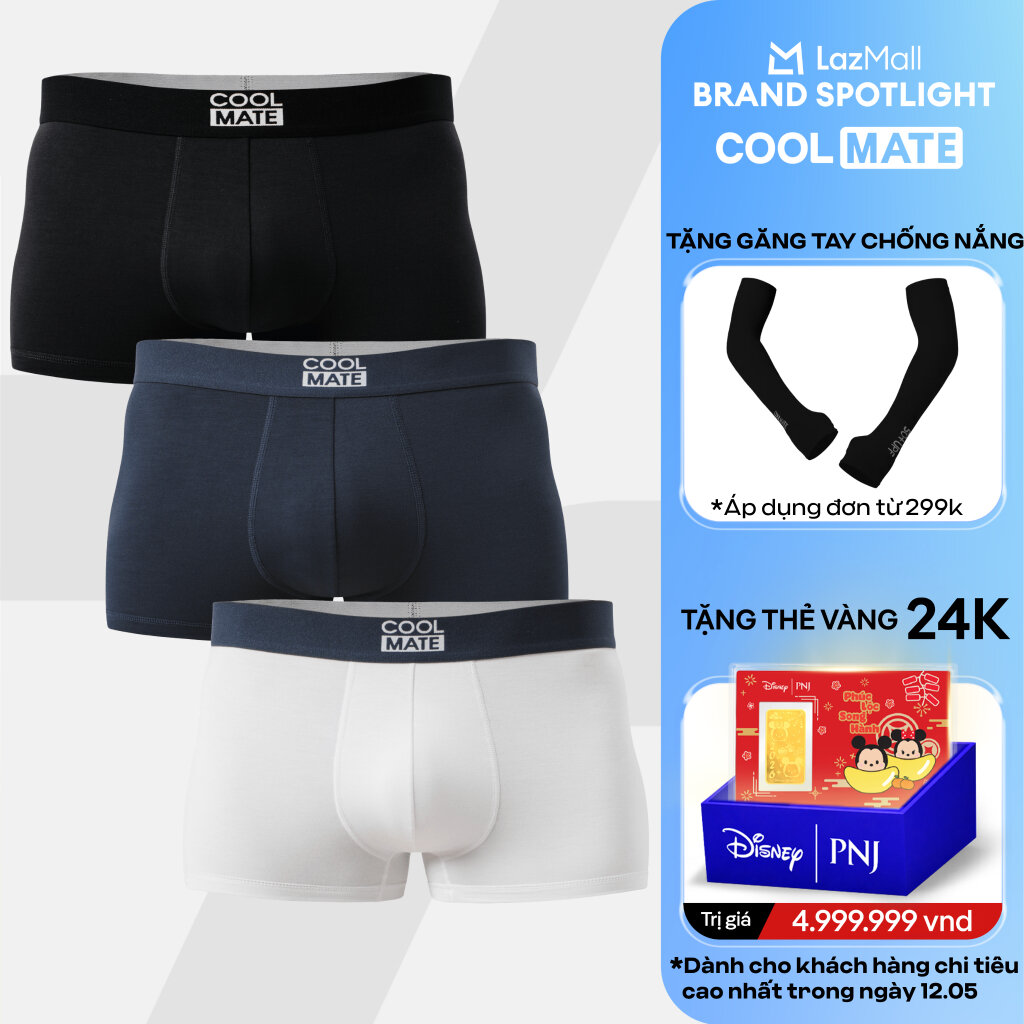 [DUY NHẤT 12.05 TẶNG QUÀ ĐƠN TỪ 299K]COMBO 3 Quần lót, sịp đùi boxer nam Trunk Bamboo kháng khuẩn cao cấp Coolmate