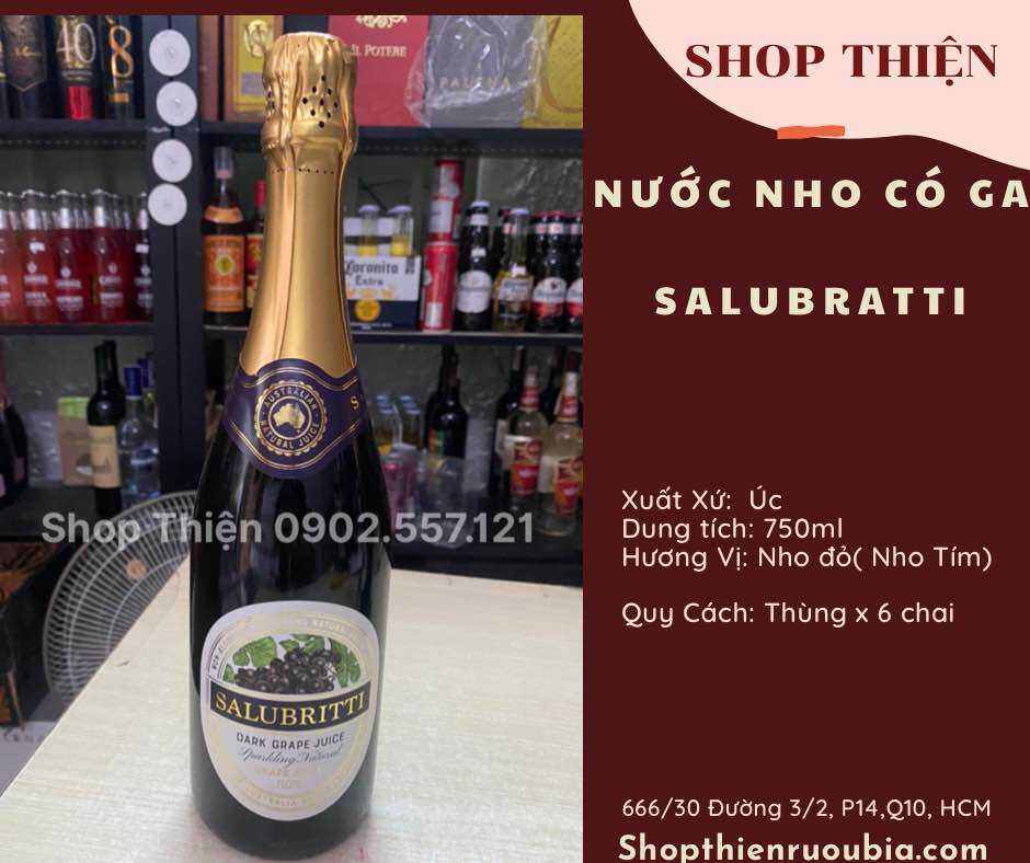 Nước Nho Úc Có Ga SALUBRITTI 750ml-Nho Đỏ( Nho Tím)