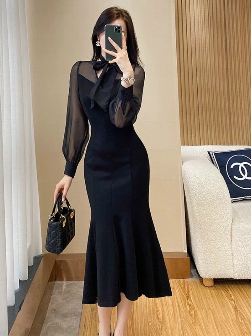 ĐẦM BODY ĐUÔI CÁ PHỐI TAY VOAN CAO CẤP