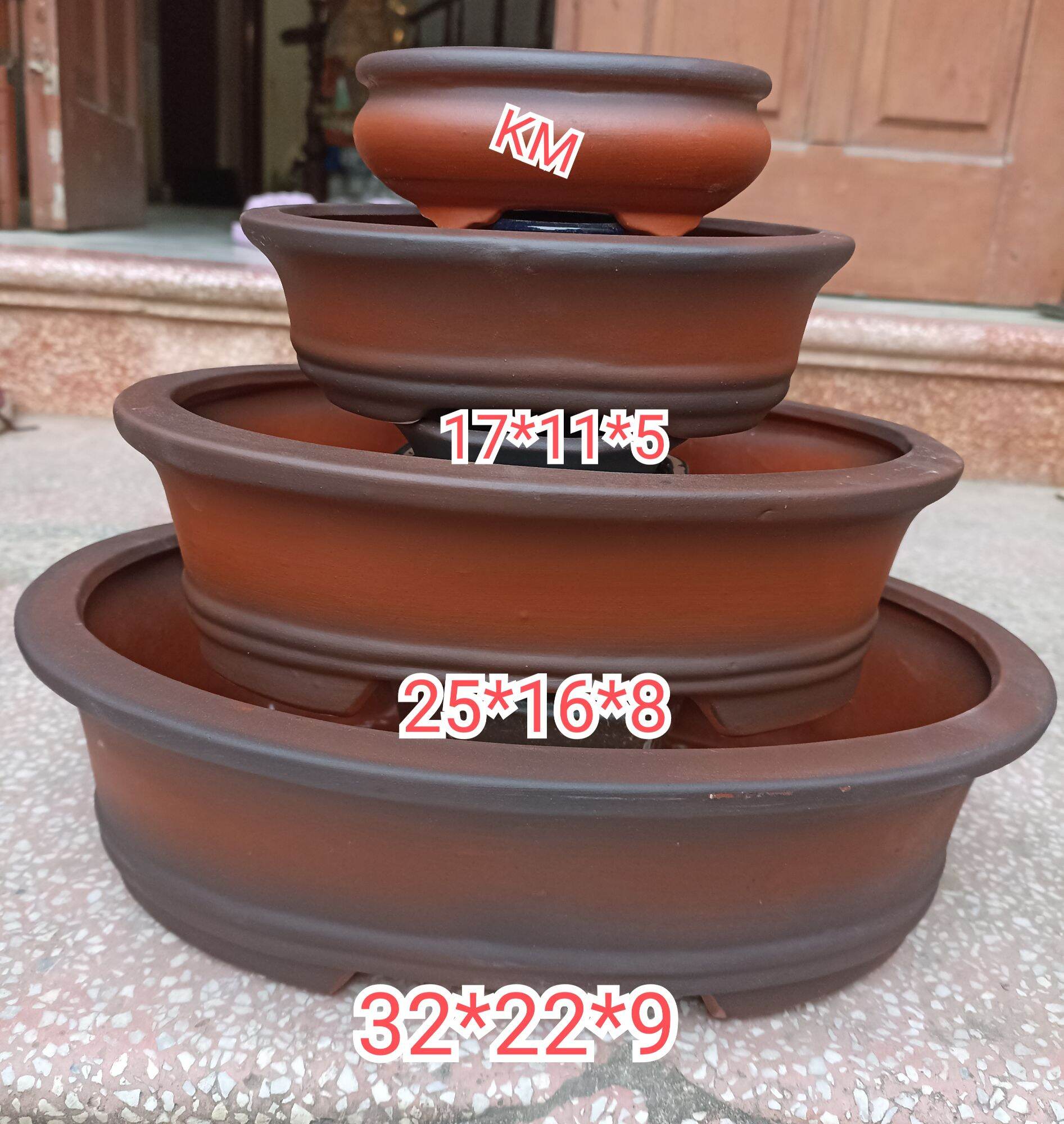 bộ 4 chậu ovan đất nung cao cấp